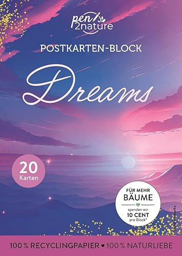Postkartenblock Dreams: 20 Karten I 100% Recyclingpapier 100% Naturliebe