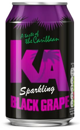 KA Sparkling Black Grape Soft Drink, 24 Pack, 330ml Cans | Rich, deep black grape carbonated soft drink with an intensely sweet, juicy flavour.