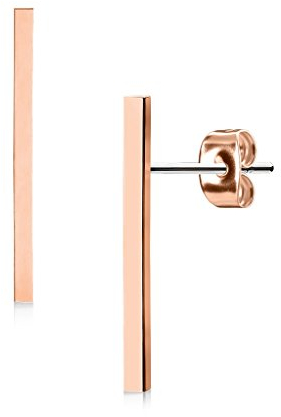 beyoutifulthings Damen 1 Paar Ohringe Ohrringe Set Stecker Edelstahl Chirurgenstahl Glatt Lang Bar roségold