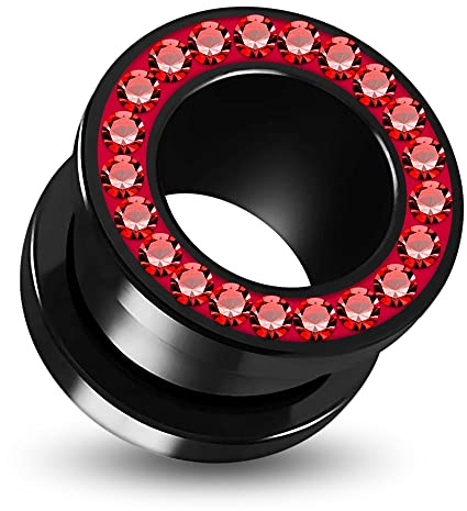 Monster Piercing Tunnel de 8 MM Multi Cristal Rouge Pierre Noire UV Acrylique Chair Le per?Age des Oreilles