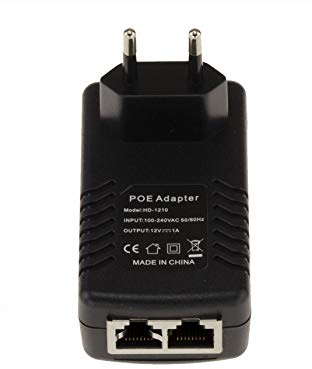 KALEA-INFORMATIQUE Fuente de alimentación Externa PoE Power Over Ethernet 220V a 12V 1A. Inyección + en los Hilos 4 y 5, y - en los Hilos 7 y 8. Entrada y Salida RJ45. | Inyector PoE que convierte el 220 V a una salida de 12 V 1 A con alimentación por Ethernet a conectores RJ45.