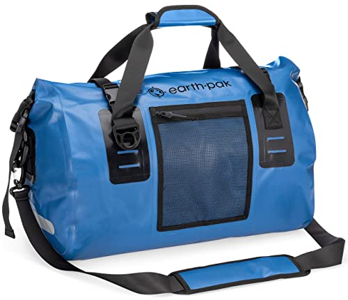 Earth Pak Seesack, wasserdicht, robuste Motorrad-Trockentasche mit großem Stauraum, perfekt für Reisen, Camping, Kajakfahren, Angeln und Kanufahren, Größen: 50 l/70 l/90 l/120 l, Blau, 50l