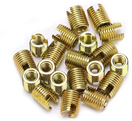 20Pcs 302 Carbon Steel Self-Tapping Thread Insert Screw Bushing Repairing Kit Thread Repair Insert(M3*0.5 Outer M5*0.5)