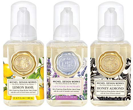 Michel Design Works Mini Foaming Soap 3-Pack Set (Lavender Rosemary, Lemon Basil, Honey Almond)