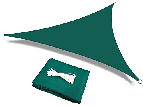 HEYOMART Sun Shade Sail Waterproof Outdoor Garden Patio Party Sunscreen Awning 3x3x3m Triangle Canopy 98% UV Block with Free Rope, Green