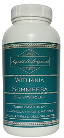 ASHWAGANDHA - Withania somnifera - 100% estratto secco titolato al 5% di Witanolidi - 90 capsule vegetali da 500mg - Tonico Adattogeno - Stanchezza fisica e Mentale - Naturali difese dell'organismo