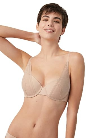 YSABEL MORA Sujetador con Aro y Relleno para Máximo Confort y Suavidad, Diseño con Encaje y Cierre Forrado para Evitar Rozaduras, Efecto Invisible con Reguladores Metálicos Discretos.