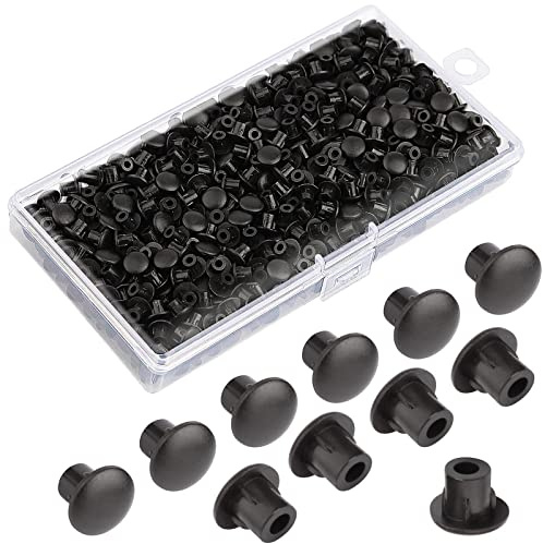 Drill Hole Cover Caps Plastic Hole Plugs M5 600pcs for Blanking Furniture Kitchen Cabinet Shelf Button Bracket Cupboard Bookcase Closet Suit for 5mm holes Black