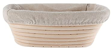 Gärkörbchen Oval (Ø 17cm) ,Gärkorb Rattan Bambuskorb für Brot und Brotteig Brotkorb Natürlichem Peddigrohr mit Banneton Proofing Basket Brotform Oval mit 1 Leineneinsatz für Hausbäcker Brot Backen