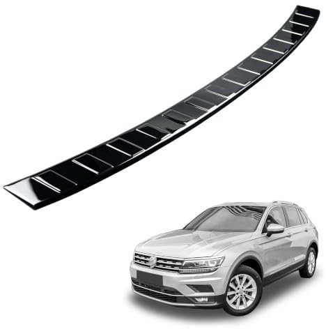 CHROMEMASTER | Ladekantenschutz Stoßstangenschutz | Kompatibel mit VW Tiguan 2016-2023 | Edelstahl/Dunkles Chrom | Lackschutzleiste Sichert den Heckstoßfänger vor Kratzern
