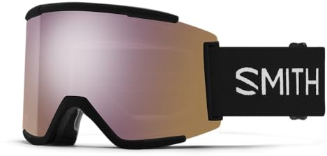 SMITH Squad XL Goggles with ChromaPop Lens – Performance Snowsports Goggles with Replaceable Lens for Skiing & Snowboarding – for Men & Women with Larger Faces – Black + Everyday Rose Gold Mirror