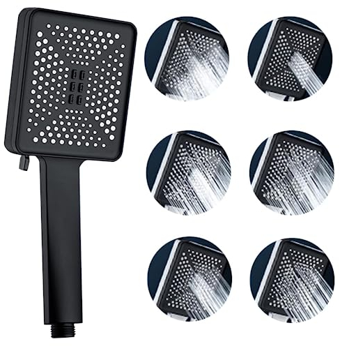 Dusche Mit 6 DüSen Head Handbrause Wassersparender Duschkopf Handbrause Geeignet FüR Dusche, Kopfmassage, Babybadewanne Und Haustierbadewanne (Schwarz)