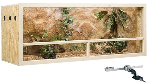 GECKOX OSB Terrarium, Holzterrarium 150x60x60 cm mit Seitenbelüftung, Zierleistenset:mit Zierleistenset, Sicherheitspaket:mit Sicherheitspaket