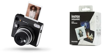 INSTAX Square SQ 40 Sofortbildkamera & Square Film 30 Shot with Star Illumination, White Marble and Black Borrow