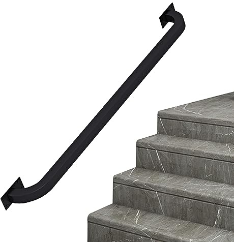 Renmlion Black Outdoor Grab Rail, Staircase Banister Hand Rails with Wrought Iron Wall Mount Support Handrail, Hand Railings 1m 1.5m 2m 3m 4m 5m 6m Safety Grab Bar (Size : 3.3ft/100cm)