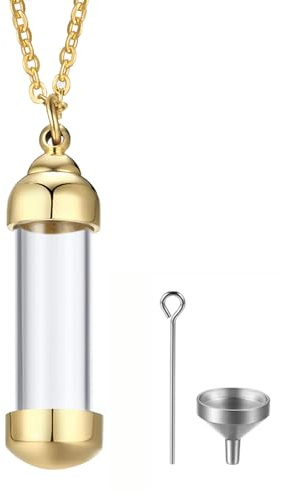 Cupimatch Memorial Asche Halskette Edelstahl Mensch Hund Fläschchen Kette Memorial Anhänger zum befüllen Kette für Männer Frauen