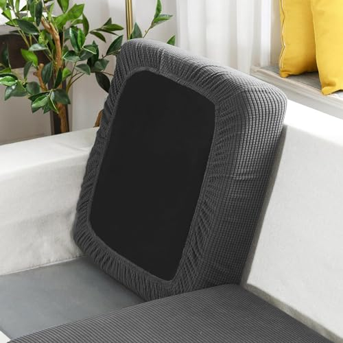SYLC Sofa Sitzkissenbezug Stretch Sitzkissenschutz Elastischer Kissenbezüge, Husse Überzug Bezug Für Sofa Sitzkissen, rutschfest Stoff Tartan (Mittelgrau,1-Sitzer)