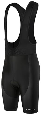WOLFIRE WF Pantaloncini Ciclismo - Salopette Uomo con Fondello Gel 20D, Tessuto Poliestere. Abbigliamento Ciclismo MTB e Strada. Accessori Bici. Pantaloni Bici