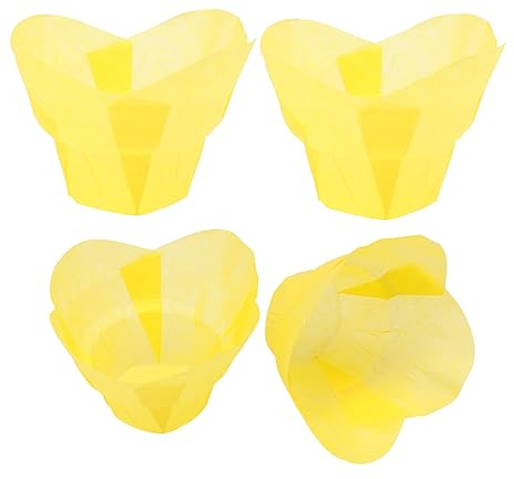 Ciieeo Cupcake Wrappers and Paper Muffin Liners Yellow Greaseproof Heat Resistant Oil-Proof Baking Cups for Muffins and Cakes 100pcs Suitable for Party and Home Baking