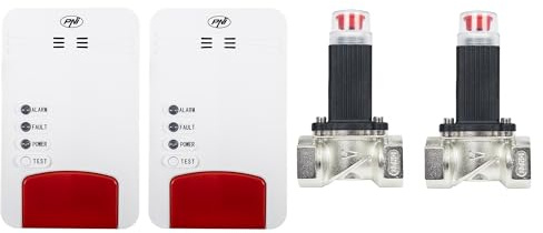 Kit PNI Safe House Dual Gas 250 con 2 sensores y 2 electroválvulas 3/4 de Pulgada, 85dB, Blanco