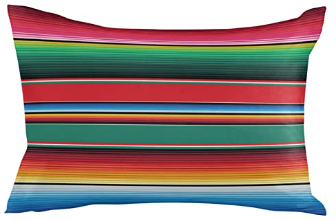 Kopfkissenbezug Bunte Mexikanische Streifen Grün Rot Blau Kissen Fall Gemütliche Dekokissen Kissenhülle Weich Kissenbezüge Für Bett Wohnzimmer Schlafzimmer 40x60cm