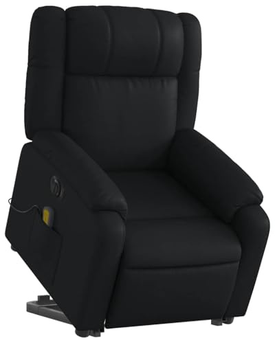 vidaXL Massagesessel mit Aufstehhilfe Elektrisch Schwarz Kunstleder