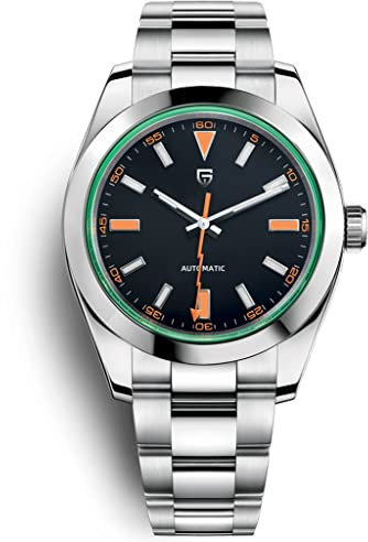 TYBERLEY Orologio automatico da uomo in acciaio inox NH35A movimento a carica automatica verde zaffiro sintetico puntatore fulmine impermeabile luminoso casual orologio da polso meccanico