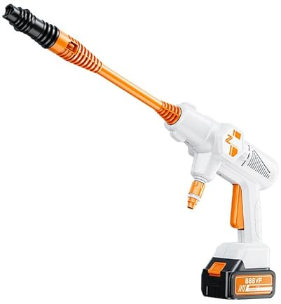 Akku Hochdruckreiniger 48V 100Bar Verstellbarer DüseTragbar Schnurlos Hochdruckreiniger mit 30000mAh Batterien, Druckreiniger für Auto/Garten/Bodenreinigung/Zaun (Weiß)