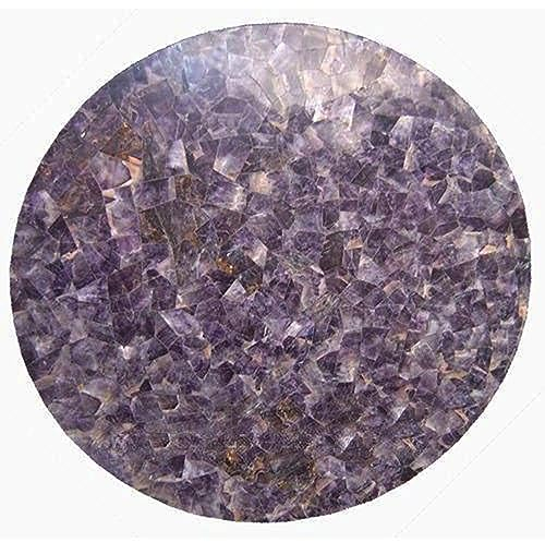 35,6 x 35,6 cm Amethyst Stein Epoxy Bett Beistelltisch mit eleganter Optik Runde Form Marmor Couchtisch Tischplatte für Zuhause und Hotel Dekor