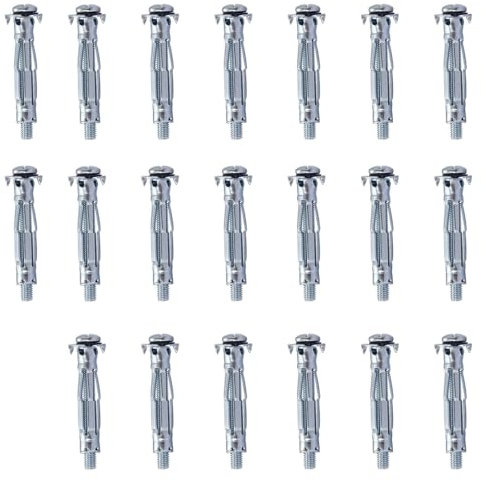 20Pcs Hollow Wall Anchor for M4,Plasterboard Fixings,Carbon Steel Drywall Anchor Plugs Expansion Bolts,21MM Heavy Duty Metal Fixings Anchors for Drywall,Wall Fixings