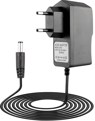 TECHZOCO Alimentador 9V 0.6A, Adaptador de Corriente, Fuente de alimentación 9V 0.6A, Alimentador de Pared 9V 0.6A, Cargador 9V 0.6A, Adaptador Alimentación, Conector DC 5.5 x 2.1 mm, Negro