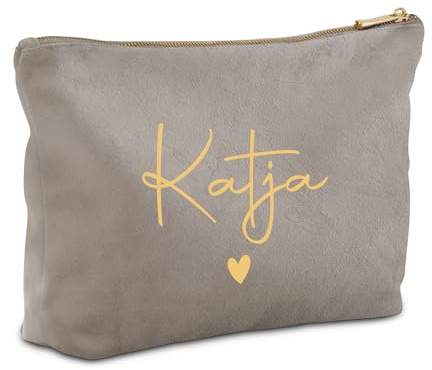 Love Faith personalisierte Samt-Tasche - Mit Namen - Moonstone 33x24 cm | Kuschelig weiche Samt-Kosmetiktasche - Lass deinen Wunschnamen aufdrucken - Tolle Geschenkidee für Frauen
