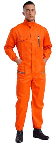 dPois Herren Damen Arbeitsoverall Einteiler Arbeitsanzug Baumwolle Lang Jumpsuit Unisex Erwachsene Uniform Arbeitskleidung