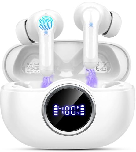 Wireless Earbuds, Bluetooth 5.4 Headphones in Ear 2025 Wireless Headphones with 4 ENC Mics Noise Cancelling Ear Buds, Deep Bass Stereo Sport Earphones 36H Playtime, IP7 Waterproof/LED Display/USB-C