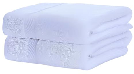 Set 2 Asciugamani- 2 Teli da doccia - Set di 2 asciugamani da bagno grandi, 100% cotone da 550 g/m², extra morbidi, altamente assorbenti e ad asciugatura rapida, 100 x 160cm, colore bianco.