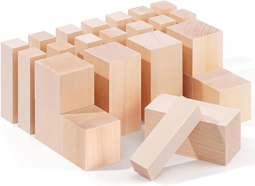 24Pcs Basswood Carving Blocks,3 Sizes Whittling Wood Basswood Blocks Wood Carving Kit for Beginners Kids and Adults