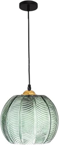 S-Cevada Lampada a Sospensione Vintage in Vetro Verde 20cm Sferica per Sala da Pranzo Cucina Isola Camera Corridoio Bar (Verde 25cm)