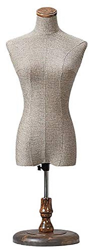 HGJHJJHK Höhenverstellbarer weiblicher halber Schaufensterpuppen-Torso, runder Holzsockel für Damenpuppen-Kleiderform, Oberteile/Accessoires-Anzeige (Farbe: Flacher Kopf, Größe: klein)