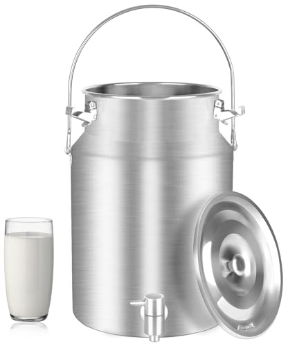 Togarhow 304 Stainless Steel 10 Liter Milk Can Milk Bucket Wine Pail Bucket with Spigot 2.64 Gallon Milk Can Tote Jug with Sealed Lid Heavy Duty for Milk and Wine