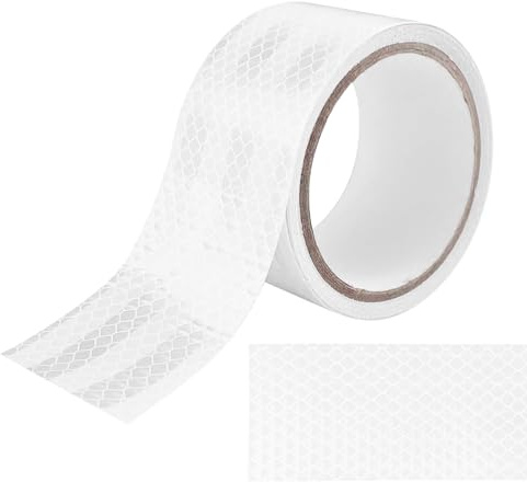 Bosmsaslad Bande Reflechissante Autocollante, 5 cm x 10 m Ruban Avertisseur Imperméable Bande, Blanc Bande Réfléchissante Adhesif, Autocollant Reflechissant d'Avertissement Sécurité