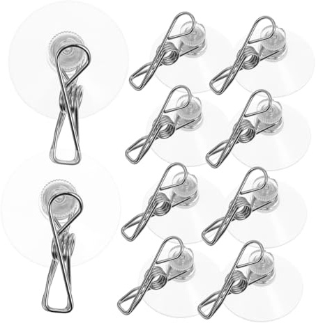 PRETYZOOM 10PCS Heavy Duty Suction Cup Clips Metal Clip Suction Hooks for Window and Bathroom Parking Ticket Holder for Car Multi-Purpose Kitchen Clamps