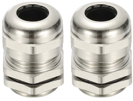 PATIKIL Waterproof Electrical Cable Glands, M18 2 Pcs 5-10mm Nickel-Plated Brass Cord Grip Electric Wire Connector Wire Protector for Outdoor Cable Box Enclosure Junction Box