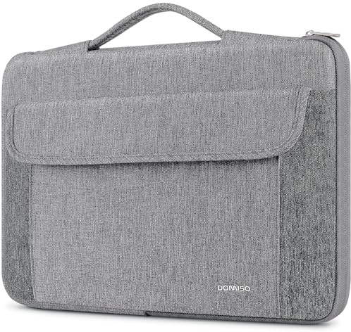 DOMISO Housse Ordinateur 17 Pouces avec Poignée Rétractable - Sac Résistant à l'Eau Pochette pour HP ENVY 17, Dell XPS 17 et la Plupart des Ordinateurs 17-17,3 Pouces (Gris)