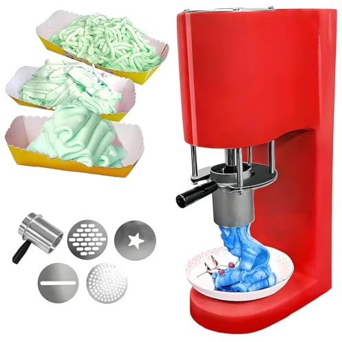 GLBMXDD Eiscreme- und Softeismaschine, Spaghettipresse, Eiscrememaschine mit 4 austauschbaren Formen, 80 W, kommerzielle Gelato-Maschine, Macht Eiscreme, Softeis, Gelato, Sorbet, Milchshakes Red