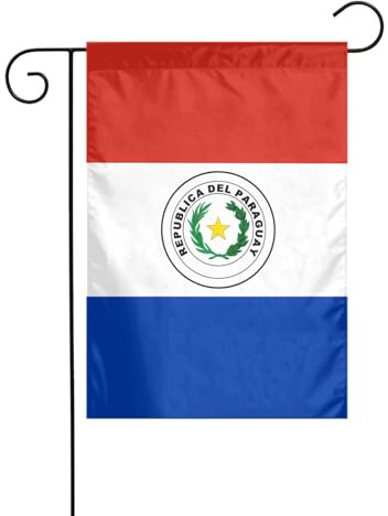 WHJDPP Banderas de jardín con impresión de bandera de Paraguay de 12 x 18 pulgadas para decoración de patio con 3 cm de ancho de posición de poste (solo bandera, no incluye mástil)