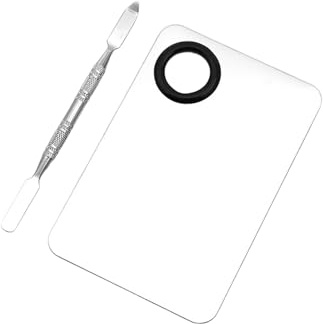 Jimkply 1 st blandpalett av rostfritt stål med spatel, sminkpalett för foundation, ögonskugga och nagelkonst, lätt att rengöra och hygienisk