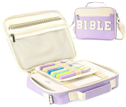 Gebetstasche – Robuste Bibeltasche aus Polyester mit verstellbarem Riemen, Tragetasche für Pastoren, Christen, Familie, Missionare | Bücher-Organizer für Lesen, Studium, Gottesdienst, 26,9 x 20,0 x 5,