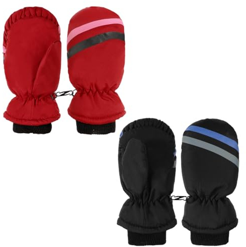 2 Paar Kinder Fausthandschuhe Winter Kinderhandschuhe Fäustling Handschuhe Warme Gefüttert Wasserdicht Skihandschuhe Mädchen Schneehandschuhe Jungen Thermohandschuhe Winterzubehör für 3-8 Jahre
