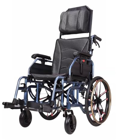 GUHPZA Reclining High Back Chair Manual Wheelchair with Elevating Legrest
