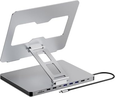 BUBEFSKD Docking Station per Laptop 10 in 1 E Supporto Notebook con Base Adattatore Un Uso Efficiente in Ufficio E Collegamento del Dispositivo in Lega Alluminio